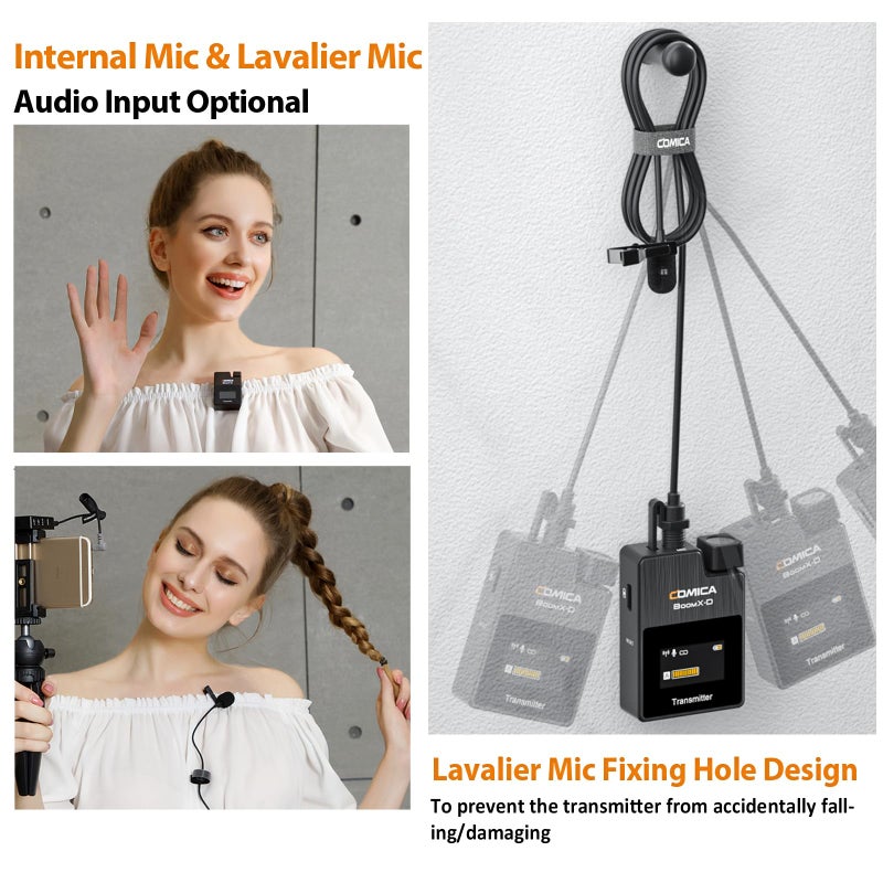 COMICA BoomX-D2 Wireless Lavalier Microphone for iPhone, Android Camera, Dual Lapel Mic System with 2 Transmitters, 656ft Stable Range, Noise Cancelling, Ideal for Vlog, YouTube, Content Creators - Image 2